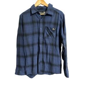 Fintech Blue Plaid Flannel Button Down Large